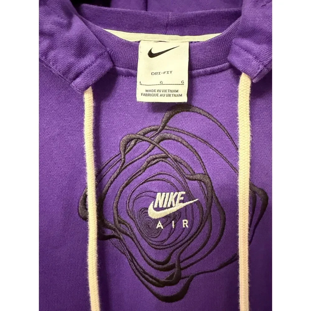 Nike Air Dri Fit Purple Rose Embroidered Graphic Hoodie Jacket L